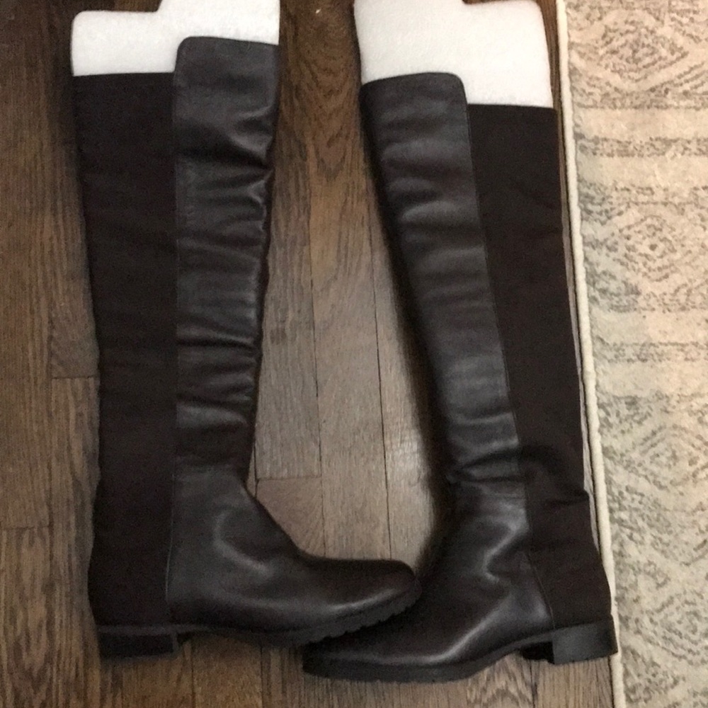 Ralph Lauren overtheknee leather/nylon brown boots